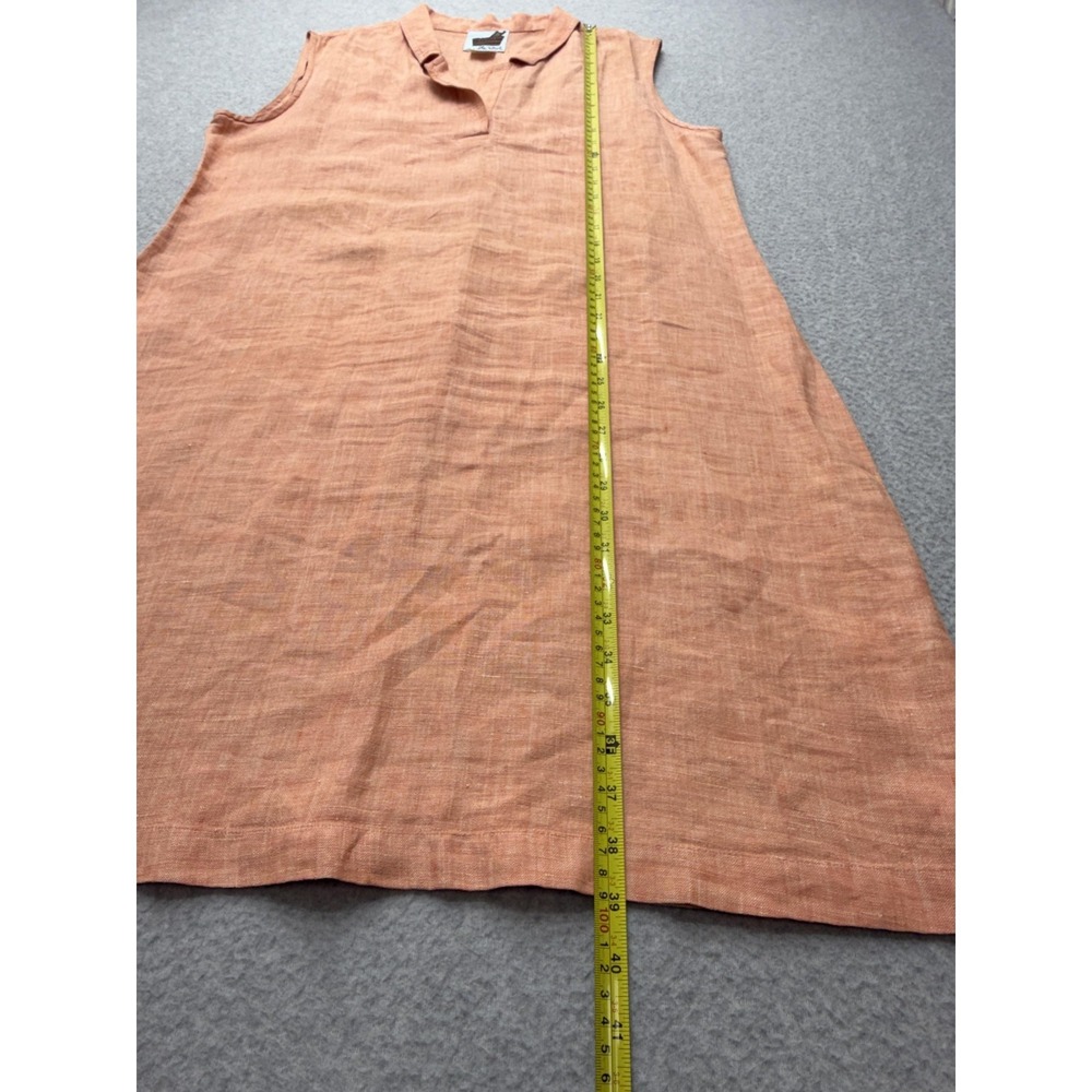 In the Wash Womens Linen Dress XL Peach Sleeveless Shift A Line Split Neck Tunic - Picture 9 of 10
